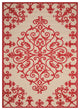 5' X 8' Red And Ivory Damask Indoor Outdoor Area Rug