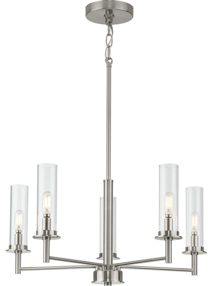 Kellwyn Five Light Chandelier, Brushed Nickel