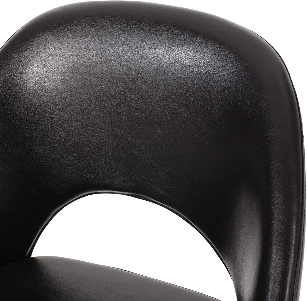 Set of 2 Midnight Black Dining Chairs with Padded Seat and Curved Backrest