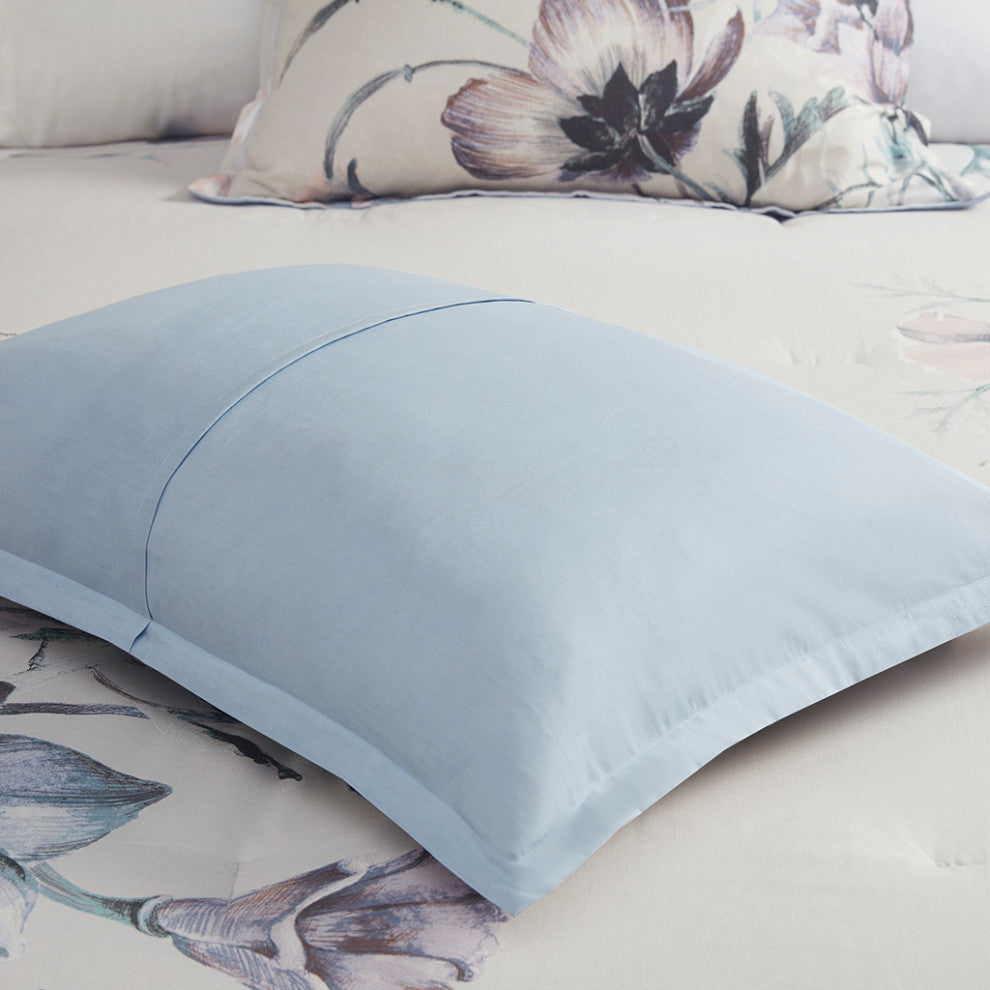 Madison Park Cassandra Shabby Chic Floral Cotton Comforter Set, Blue