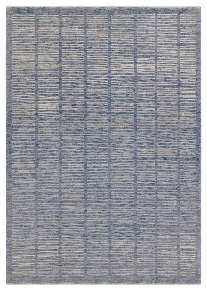 Dounia Striped Blue/ Light Gray Area Rug 9'X12'