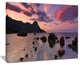 "Rocky Colorful Beach Panorama" Modern Seashore Canvas Art, 40"x30"
