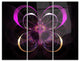 "Fractal Purple Flower in Dark" Metal Wall Art, 3 Panels, 36"x28"