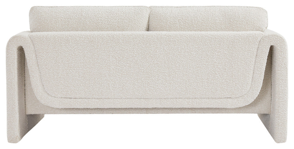 Stylus Boucle Fabric Upholstered Loveseat, Cream