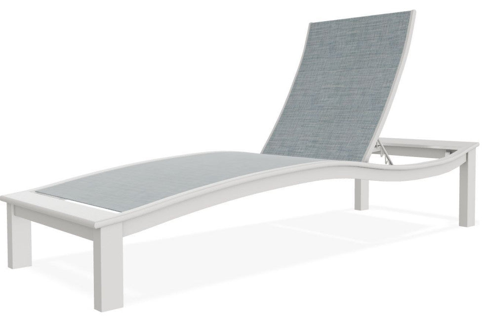 Bazza Sling 4-Position Contour Outdoor Chaise Lounge, Charm/Snow