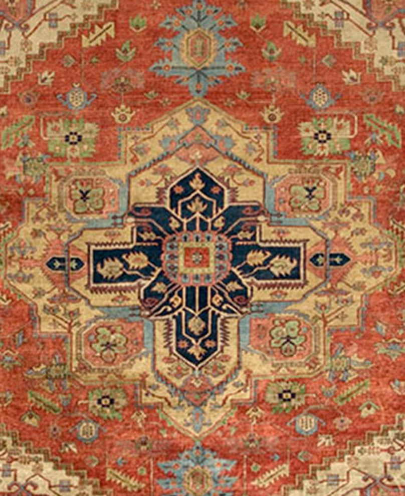 Pasargad Home Serapi Collection Hand-Knotted Rust Wool Area Rug, 2'x3'