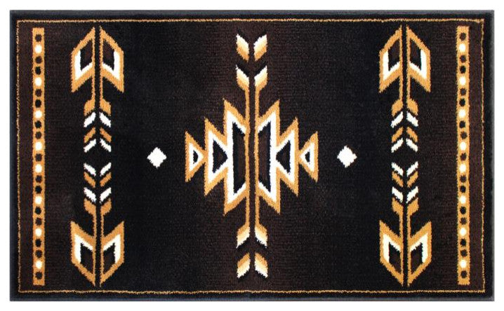 Amado Collection Southwestern Area Rug - Olefin Accent Rug with Jute Backing, Brown, 2' X 3'