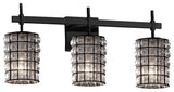 Union 3-Light Bath Bar, Cylinder, Matte Black, Grid With Clear Bubbles, LED