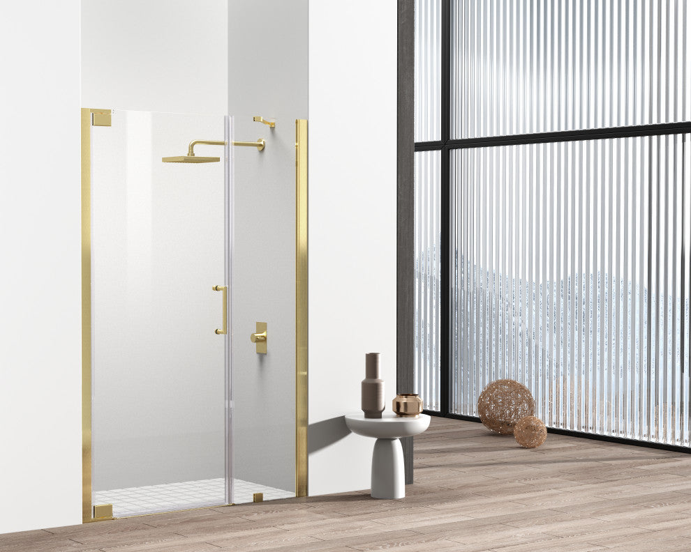 Home Living 48X72 Frameless Hinged Shower Door, Brushed Gold
