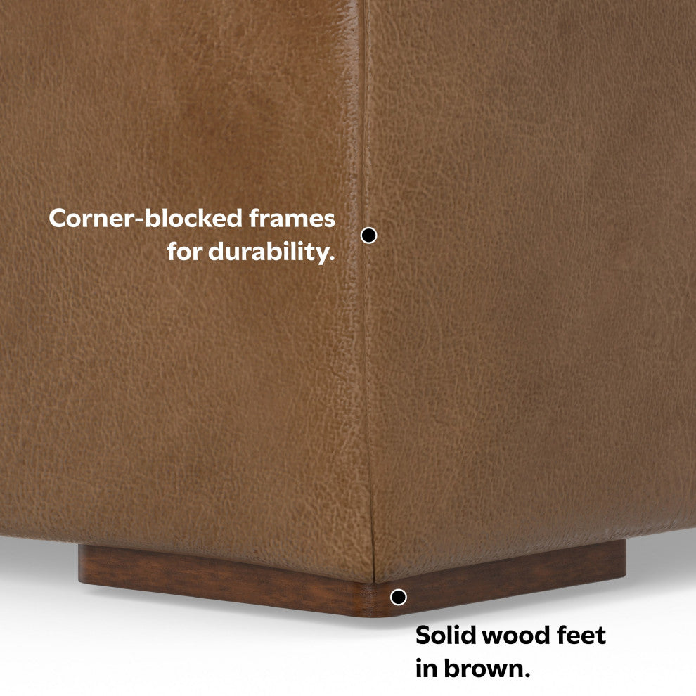 Rex 3-Seater Modular Sofa and Ottoman Set in Genuine Leather