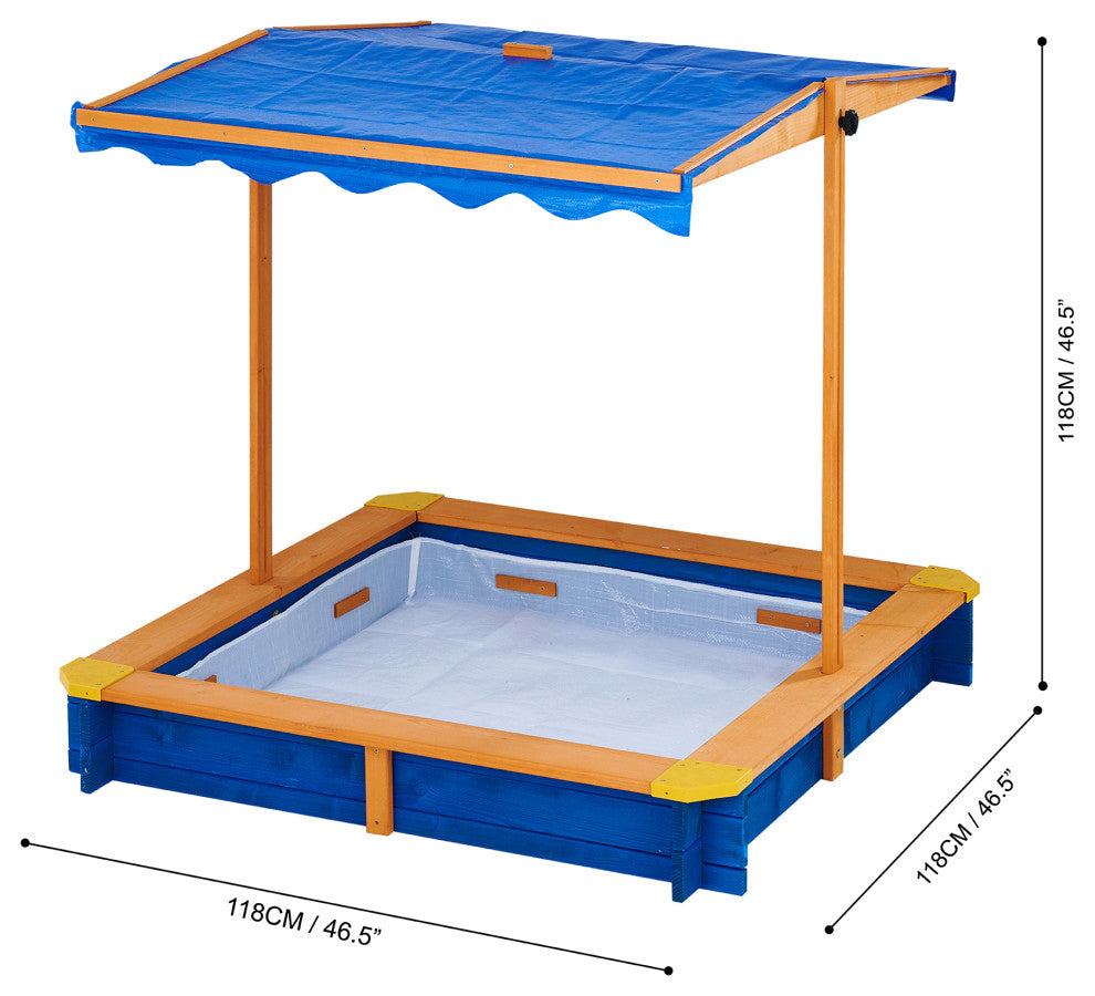 Outdoor Summer Sand Box - Wood / Blue