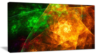 Yellow Rotating Polyhedron, Abstract Canvas Art Print, 40x20