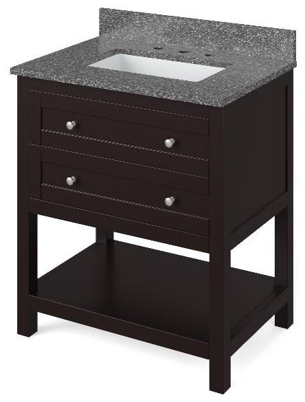 Astoria Transitional 30" Espresso Vanity, Boulder Cultured Marble Vanity Top