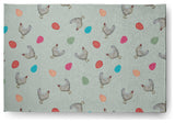 Chickens and Eggs Easter Chenille Rug, Breezeway Green, 4'x6'