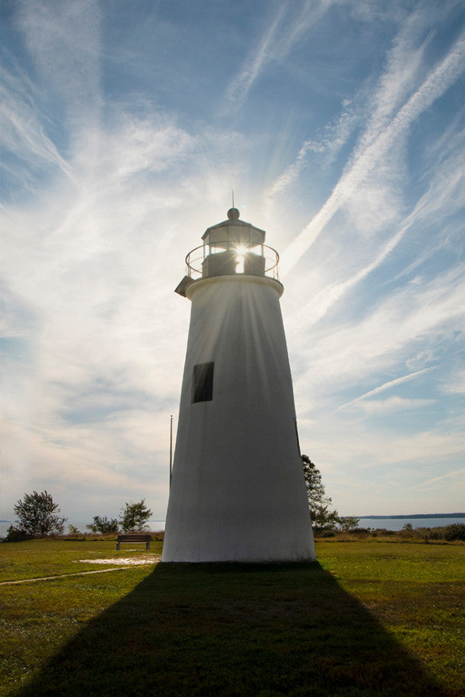 Turkey Point Lighthouse with Sun Flare Unframed Wall Art Prints, 11" X 14"