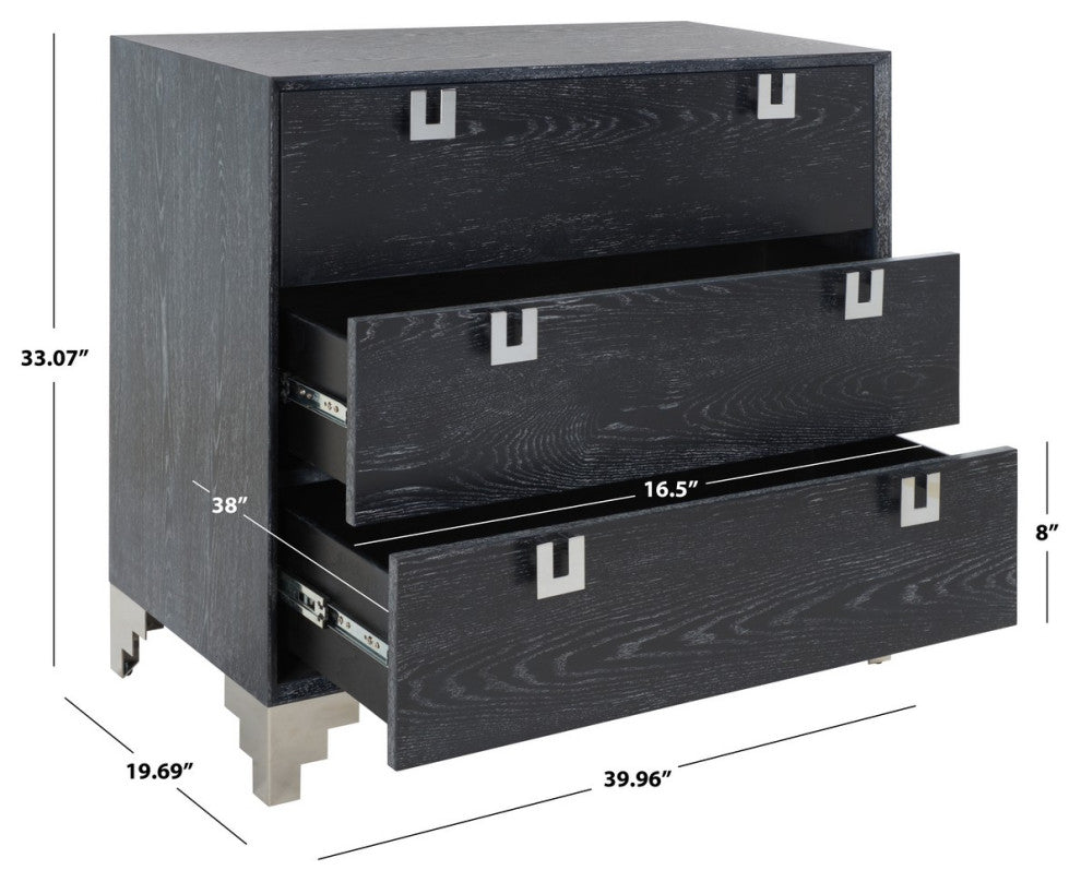 Safavieh Couture Odalis Lacquer Chest Of Drawers Black Cerused Oak