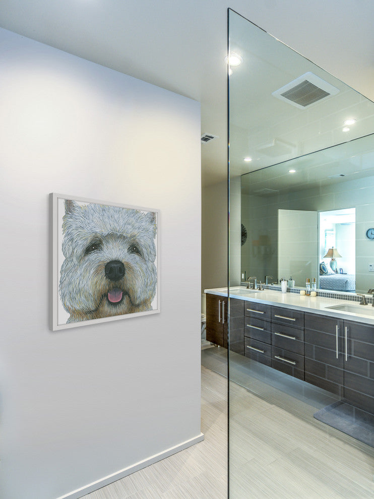 "Yorkie 2" Framed Painting Print, 24"x24"