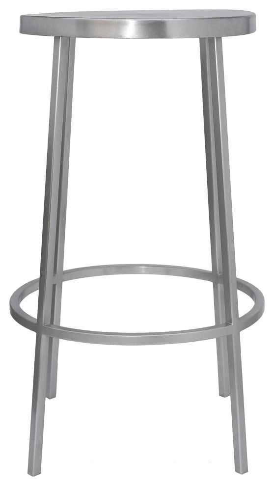 Tyson Contemporary Durable Iron Stool, Brushed Silver, Counter Height