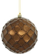 Vickerman N174275D 4.75" Chocolate Shiny Diamond Bauble Ornament, 4 Per Bag