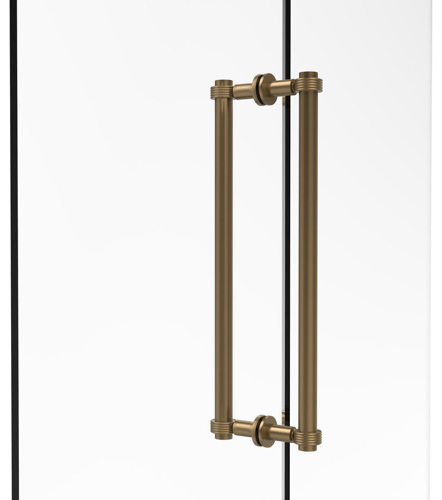Contemporary 18" Grooved Accent Back to Back Shower Door Pull, Brushed Bronze