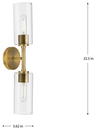 Cofield Collection Two-Light Vintage Brass Transitional Wall Sconce Vanity Light