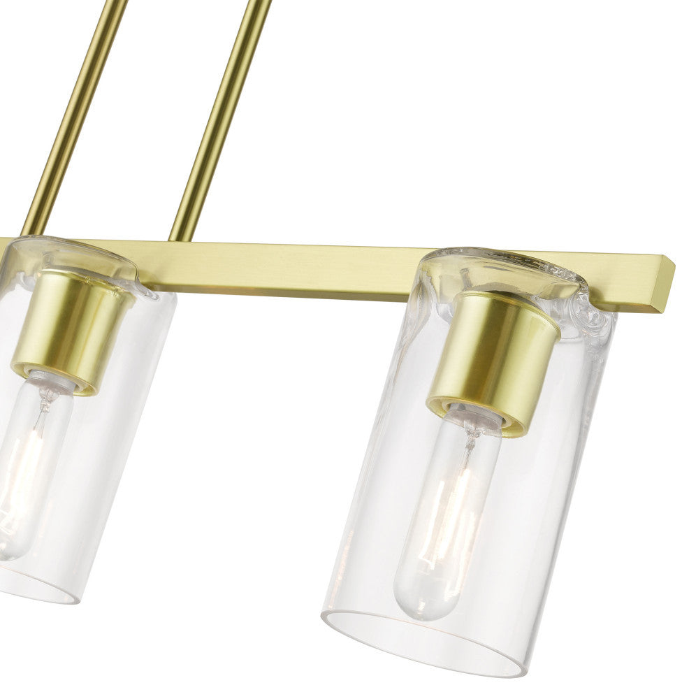 Clarion 3 Light Satin Brass Linear Chandelier