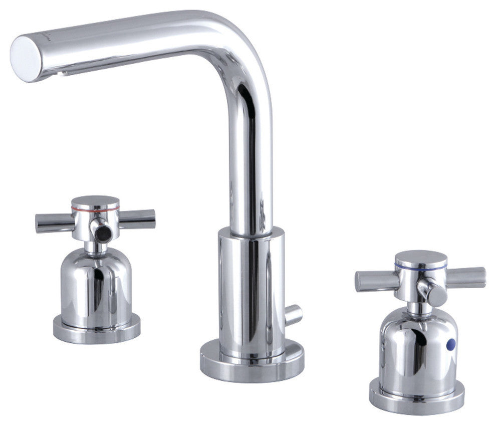 Fauceture Widespread Bathroom Faucet With Brass Pop-Up, Polished Chrome