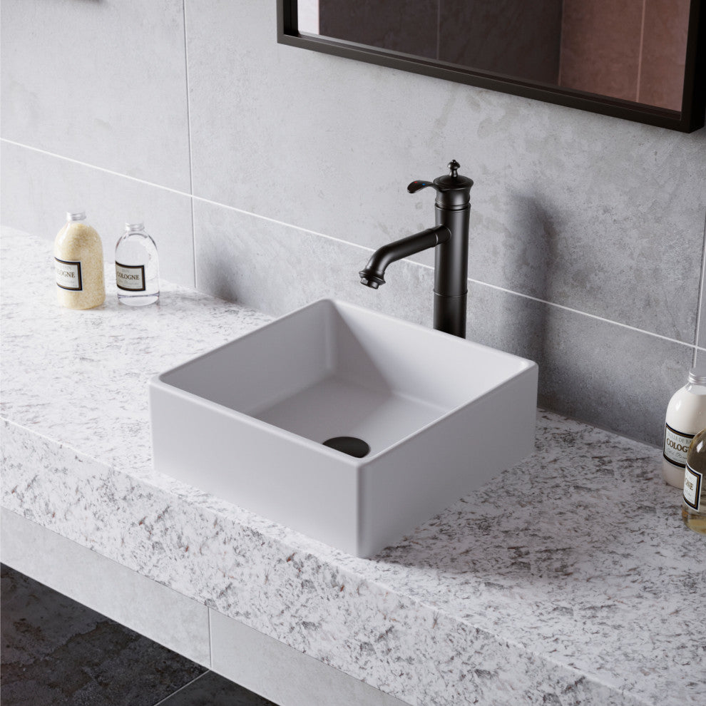 Karran 1-Handle 1-Hole Vessel Faucet With Pop-up Drain, Matte Black