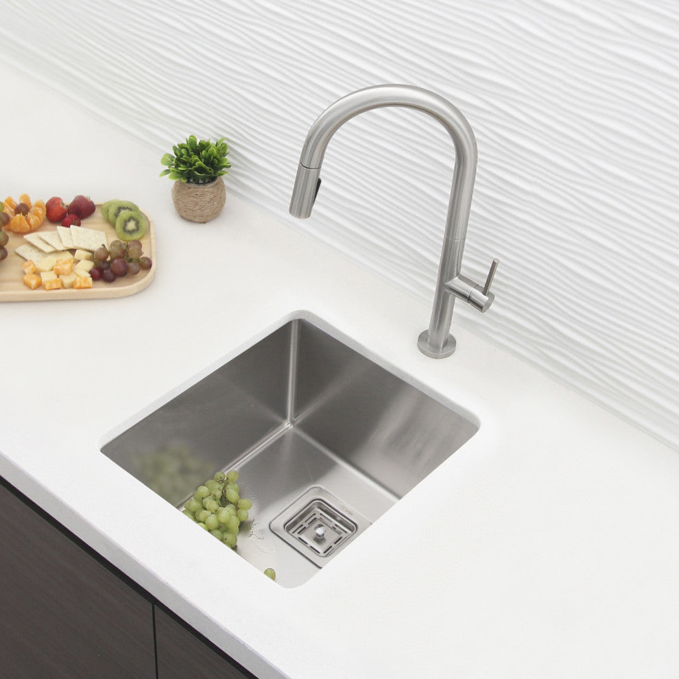 STYLISH 18" x 16" Stainless Steel Single Basin Undermount Kitchen Sink with Grid