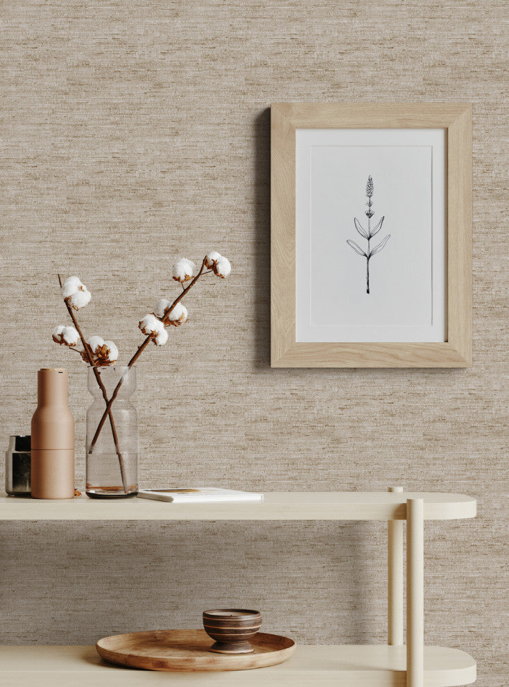 Canvas Look Peel and Stick Vinyl Wallpaper, Beige, 24" X 60"