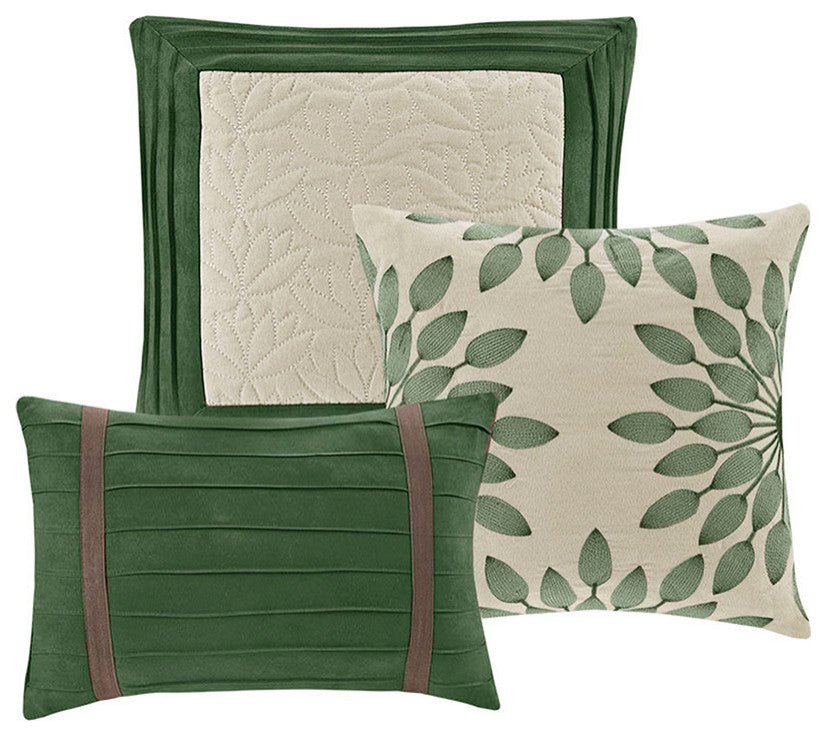 Madison Park Palmer Vera Microsuede 7-Piece Comforter Set, Green