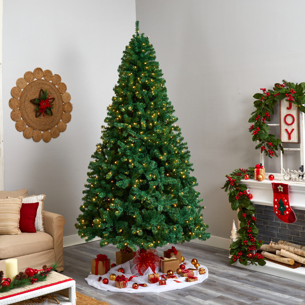 9' Northern Tip Artificial ChristmasTree With 650 Clear LED Lights/1860 Branches