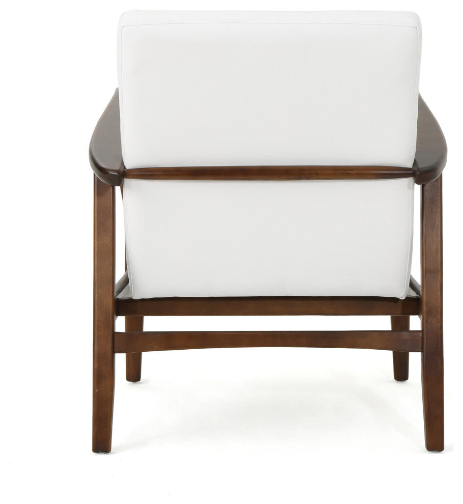 GDF Studio Callisto Mid Century Modern Fabric Club Chair, White