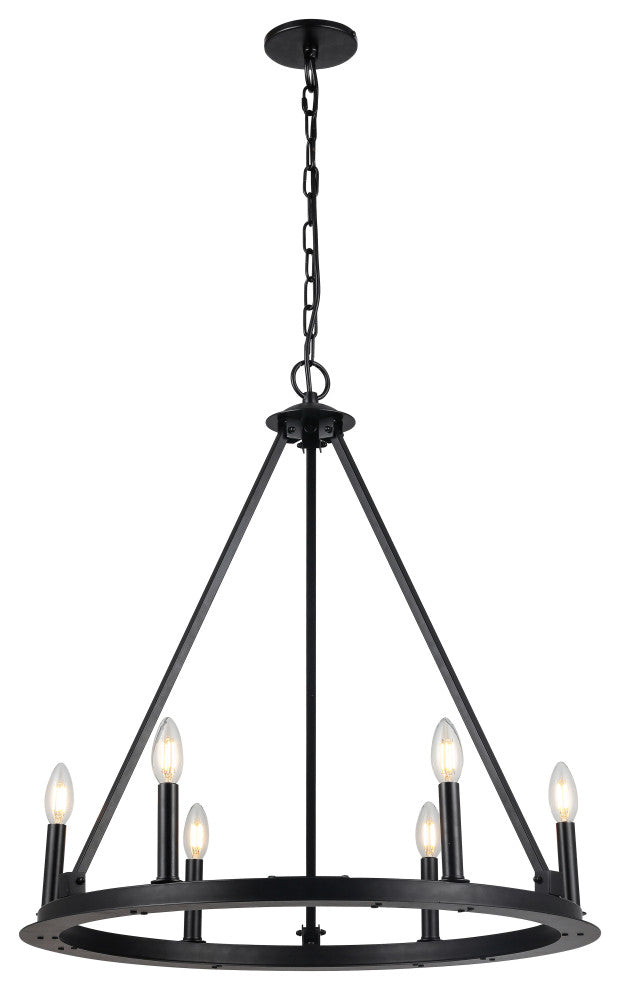 6-Light Matte Black Transitional Chandelier
