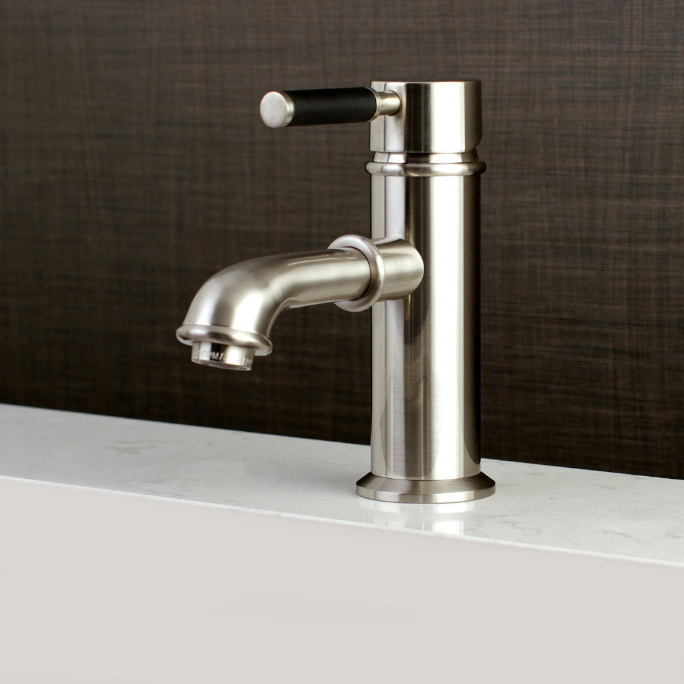 Single-Handle Bathroom Faucet, Brass Pop-Up, Brushed Nickel