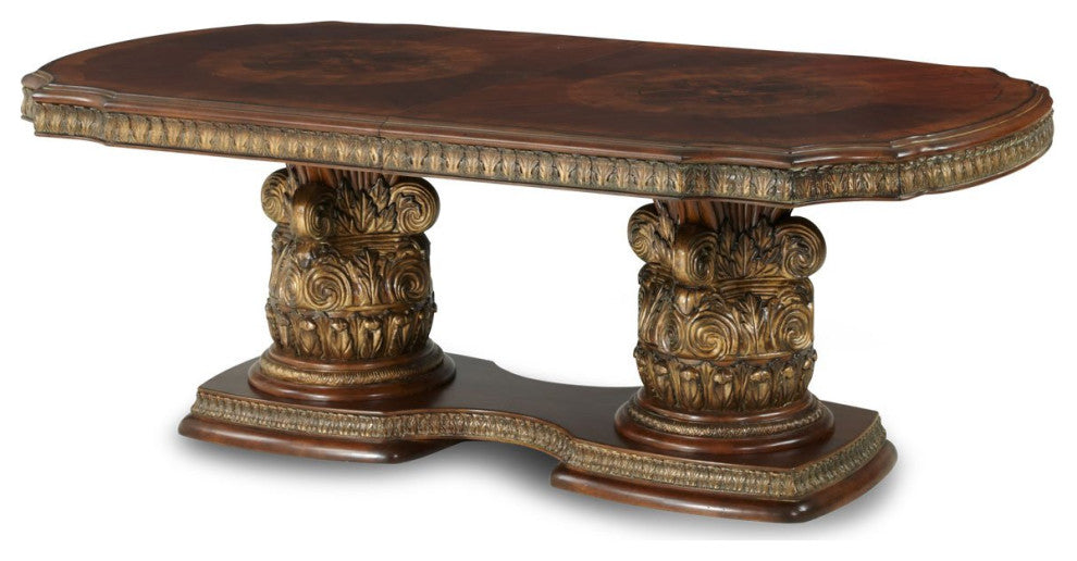 Aico Amini Villa Valencia Rectangular Dining Table in Classic Chestnut