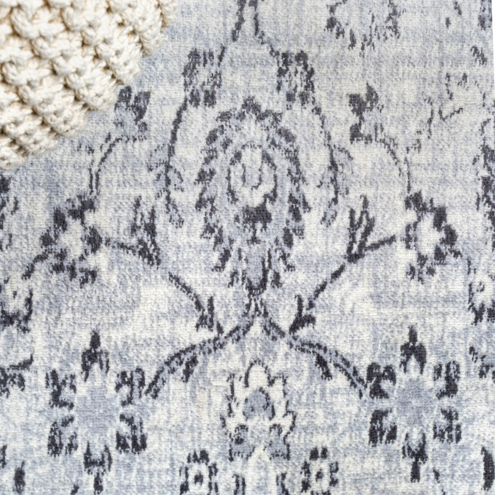 Lotus Modern Persian Floral Area Rug, Gray, 8 X 10