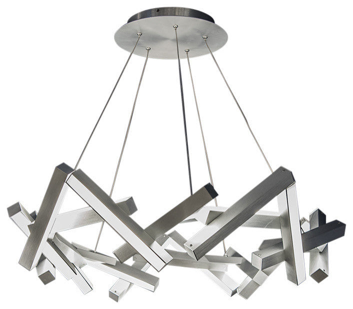 Chaos  LED Round Chandelier 3000K, Brushed Aluminum, 24"