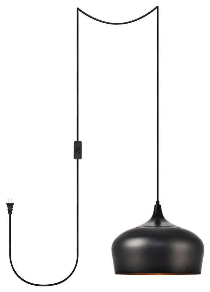 Nina 1-Light Black Plug-In Pendant
