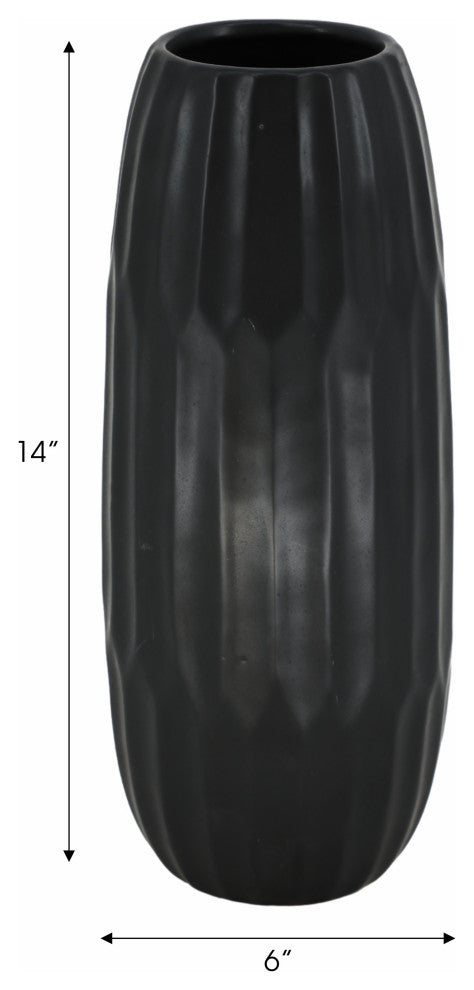 Ceramic 14" Vase, Black