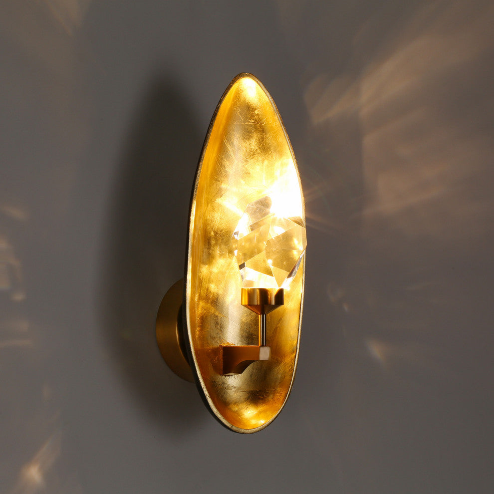 LNC Twistarium 1-Light 6" Modern Geometric LED Wall Sconce, Black/Gold