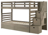 My Bed Now Everest Twin-over-Full 2-Drawer Wood Bunk Bed with Ladder in Brown
