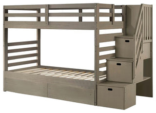 My Bed Now Everest Twin-over-Full 2-Drawer Wood Bunk Bed with Ladder in Brown