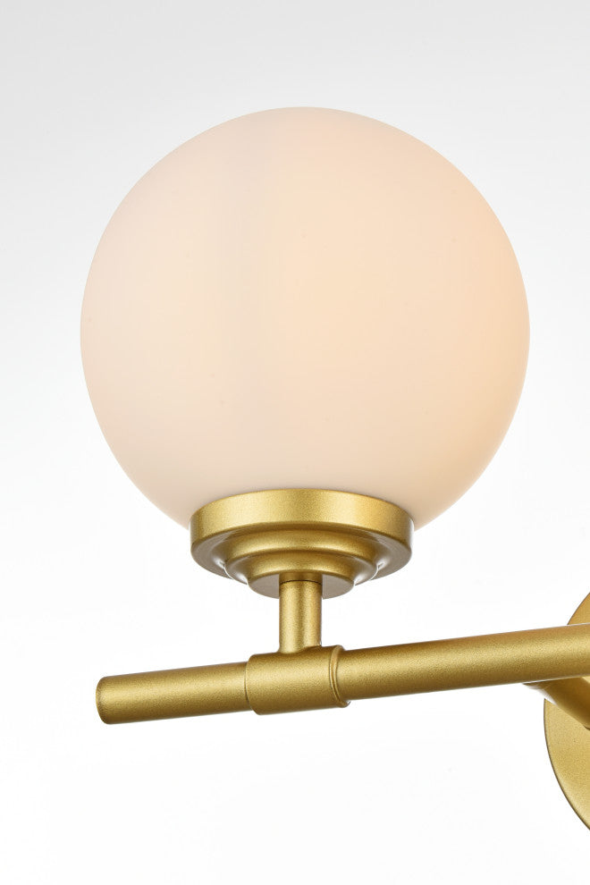 2 Light Brass And Frosted White Bath Sconce