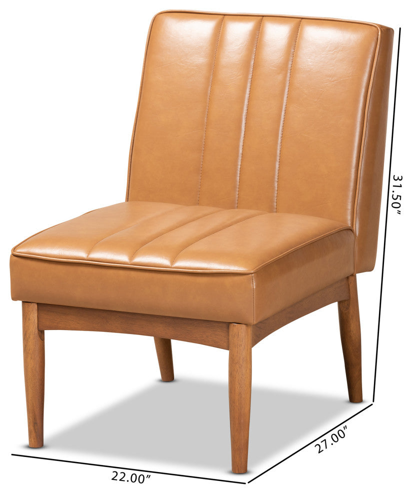 Daymond Modern Tan Faux Leather Walnut Brown Finished Wood Dining Chair