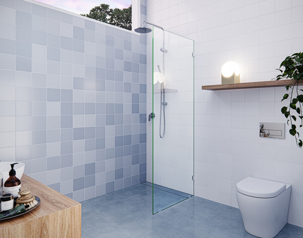 78"x27" Frameless Shower Door Single Fixed Panel, Polished Chrome
