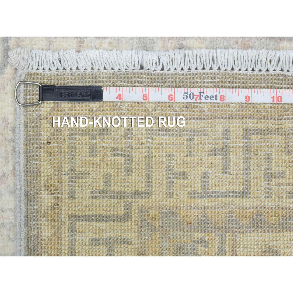 Cream, Hand Knotted White Wash Peshawar, Pure Wool XL Runner Rug, 2'9"x18'9"