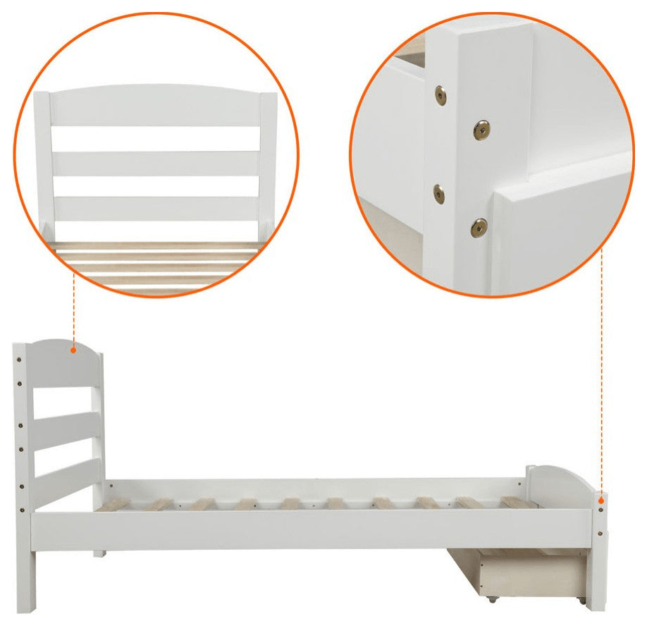 Twin White Upholstered Bed