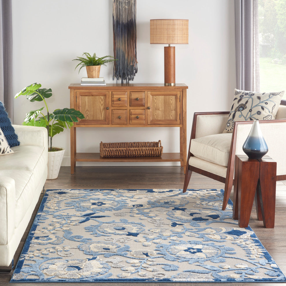 Nourison Aloha 6' x 9' Blue/Grey Farmhouse Area Rug
