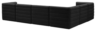 Quincy Velvet Upholstered 6-Piece L-Shaped Modular Sectional, Black